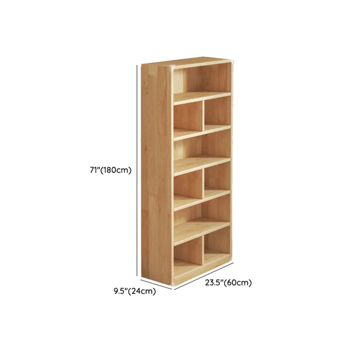 Solid Wood Bookcase Unpainted Wooden Bookshelf Freestanding Open Storage Shelving Unit Scandinavian Shelf for Living Room | Study and Kids Room