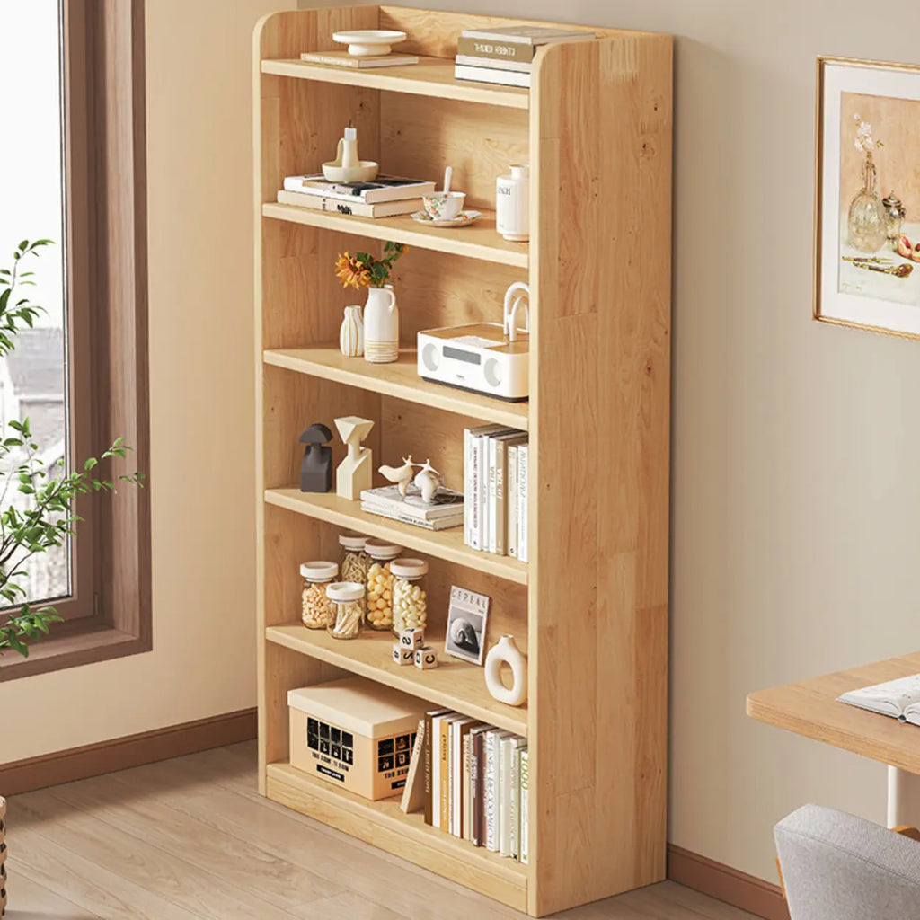 Solid Wood Bookcase Unpainted Wooden Bookshelf Freestanding Open Storage Shelving Unit Scandinavian Shelf for Living Room | Study and Kids Room