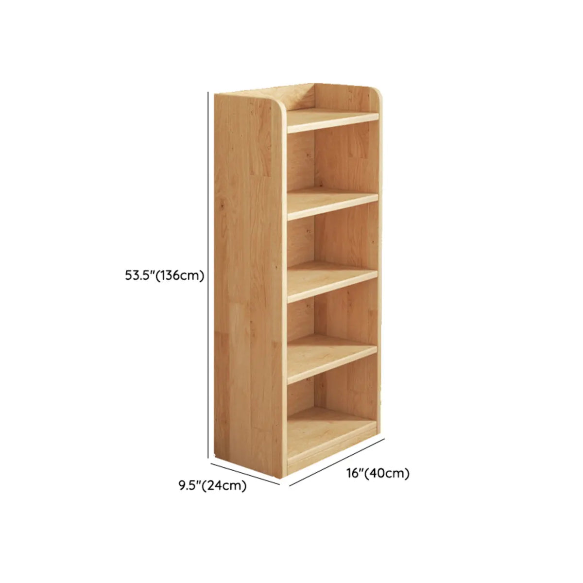 Solid Wood Bookcase Unpainted Wooden Bookshelf Freestanding Open Storage Shelving Unit Scandinavian Shelf for Living Room | Study and Kids Room
