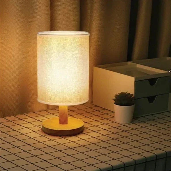Scandinavian Wood Table Lamp With Linen Shade — Ashbury Home & Living