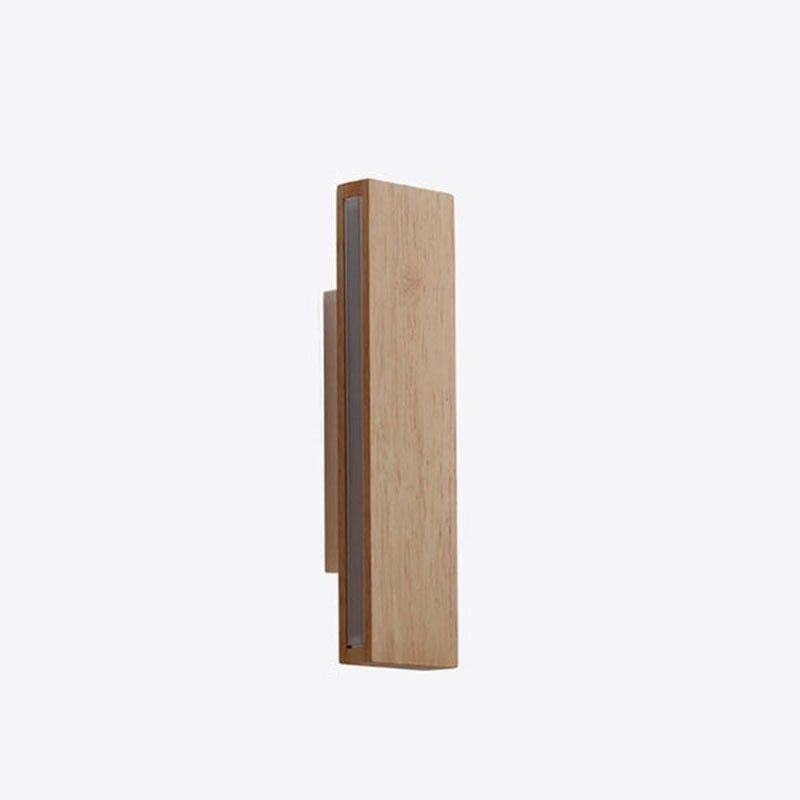 Nordic Solid Wood LED Wall Light with Rotatable Flat Bar for Bedroom