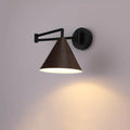 Nordic Swing Arm Wall Light with Wood Grain Cone Shade for Bedroom
