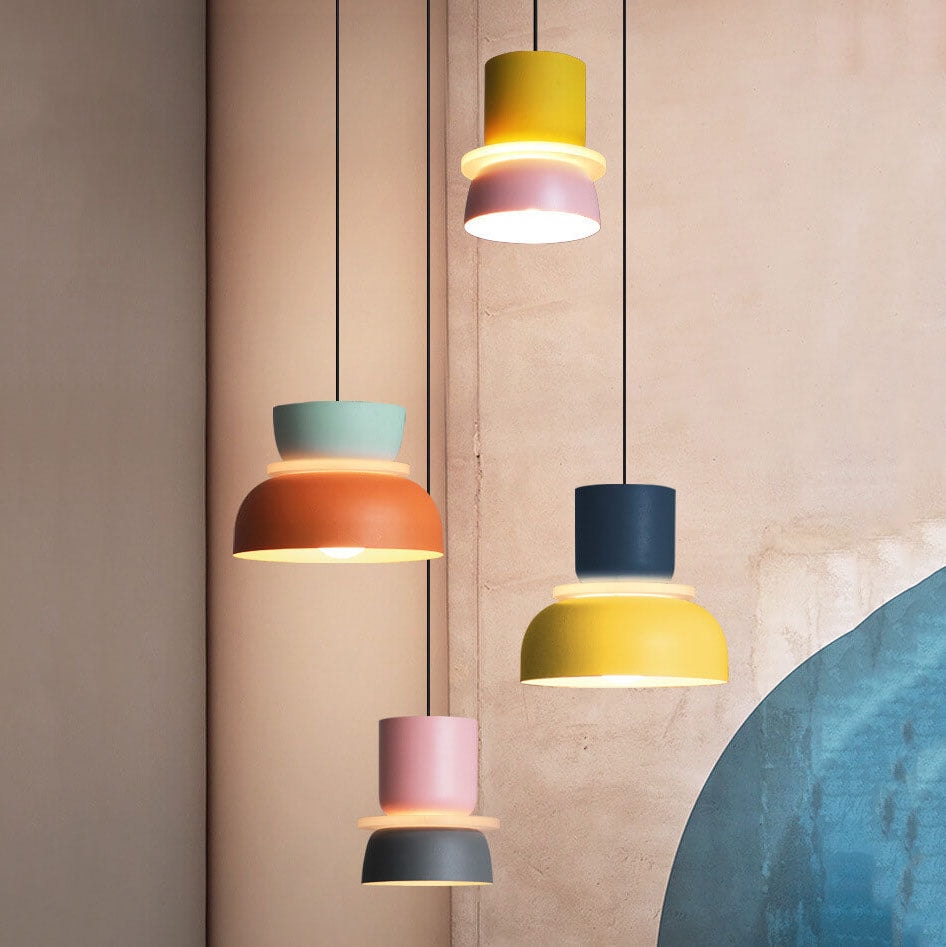 Nordic Two Tone Macaron Pendant Light with Metal Shades for Kitchen Island