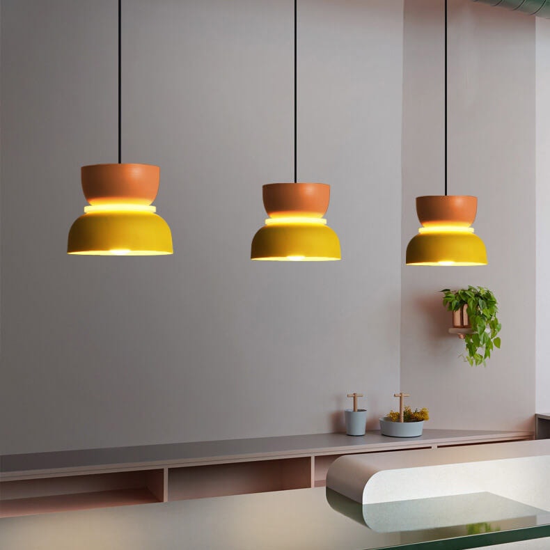 Nordic Two Tone Macaron Pendant Light with Metal Shades for Kitchen Island