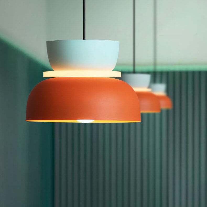 Nordic Two Tone Macaron Pendant Light with Metal Shades for Kitchen Island