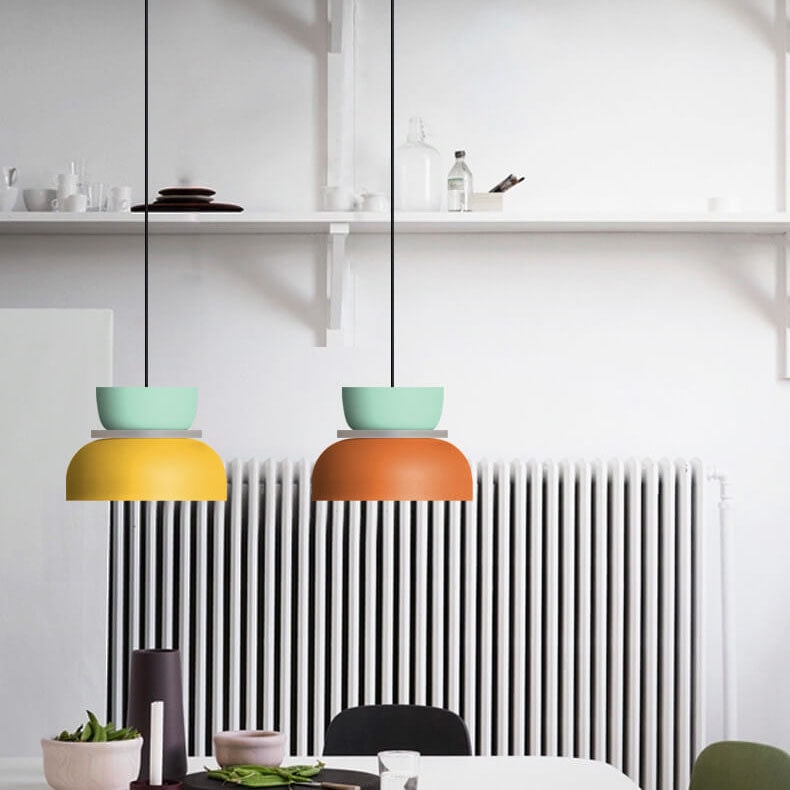 Nordic Two Tone Macaron Pendant Light with Metal Shades for Kitchen Island