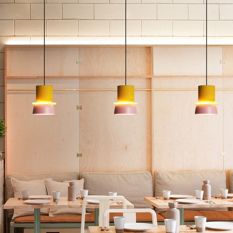 Nordic Two Tone Macaron Pendant Light with Metal Shades for Kitchen Island