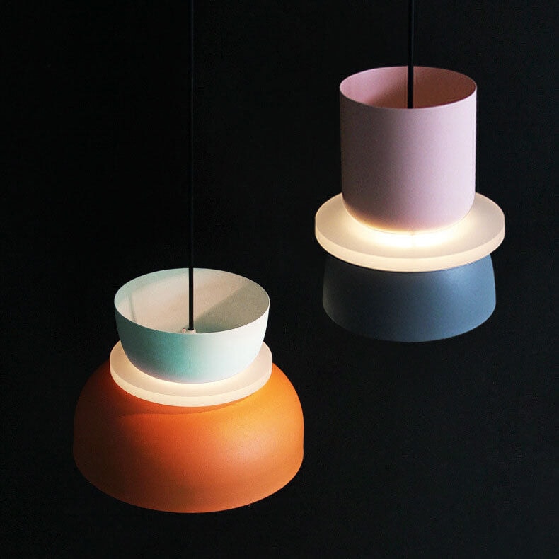 Nordic Two Tone Macaron Pendant Light with Metal Shades for Kitchen Island
