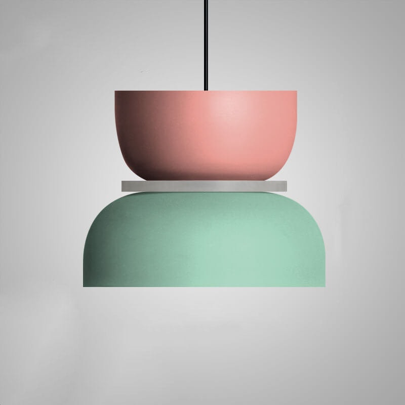 Nordic Two Tone Macaron Pendant Light with Metal Shades for Kitchen Island