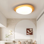 Nordic Wood Grain Pebble LED Flush Mount Ceiling Light with Opal Diffuser