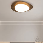 Nordic Wood Grain Pebble LED Flush Mount Ceiling Light with Opal Diffuser