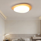 Nordic Wood Grain Pebble LED Flush Mount Ceiling Light with Opal Diffuser