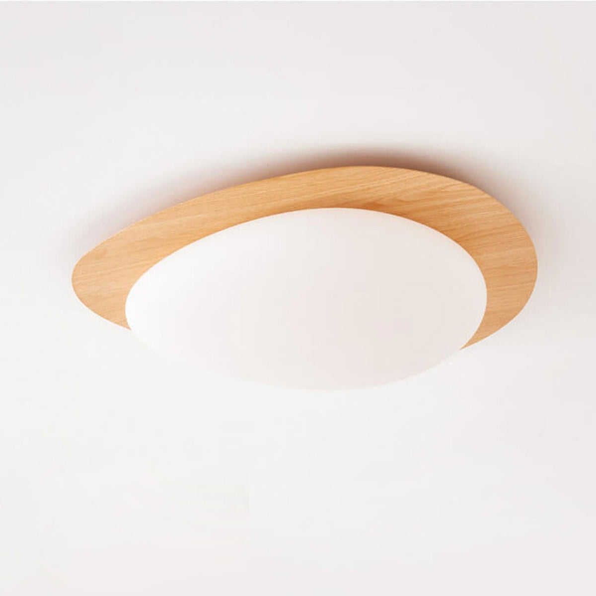 Nordic Wood Grain Pebble LED Flush Mount Ceiling Light with Opal Diffuser