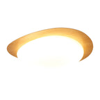 Nordic Wood Grain Pebble LED Flush Mount Ceiling Light with Opal Diffuser