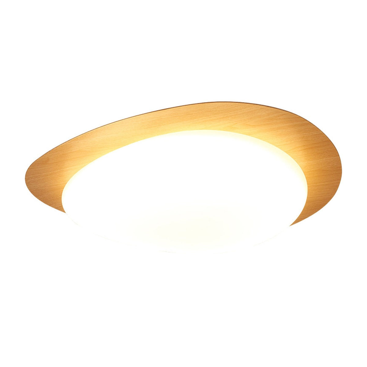 Nordic Wood Grain Pebble LED Flush Mount Ceiling Light with Opal Diffuser