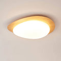 Nordic Wood Grain Pebble LED Flush Mount Ceiling Light with Opal Diffuser