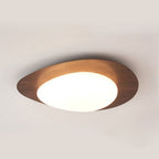 Nordic Wood Grain Pebble LED Flush Mount Ceiling Light with Opal Diffuser