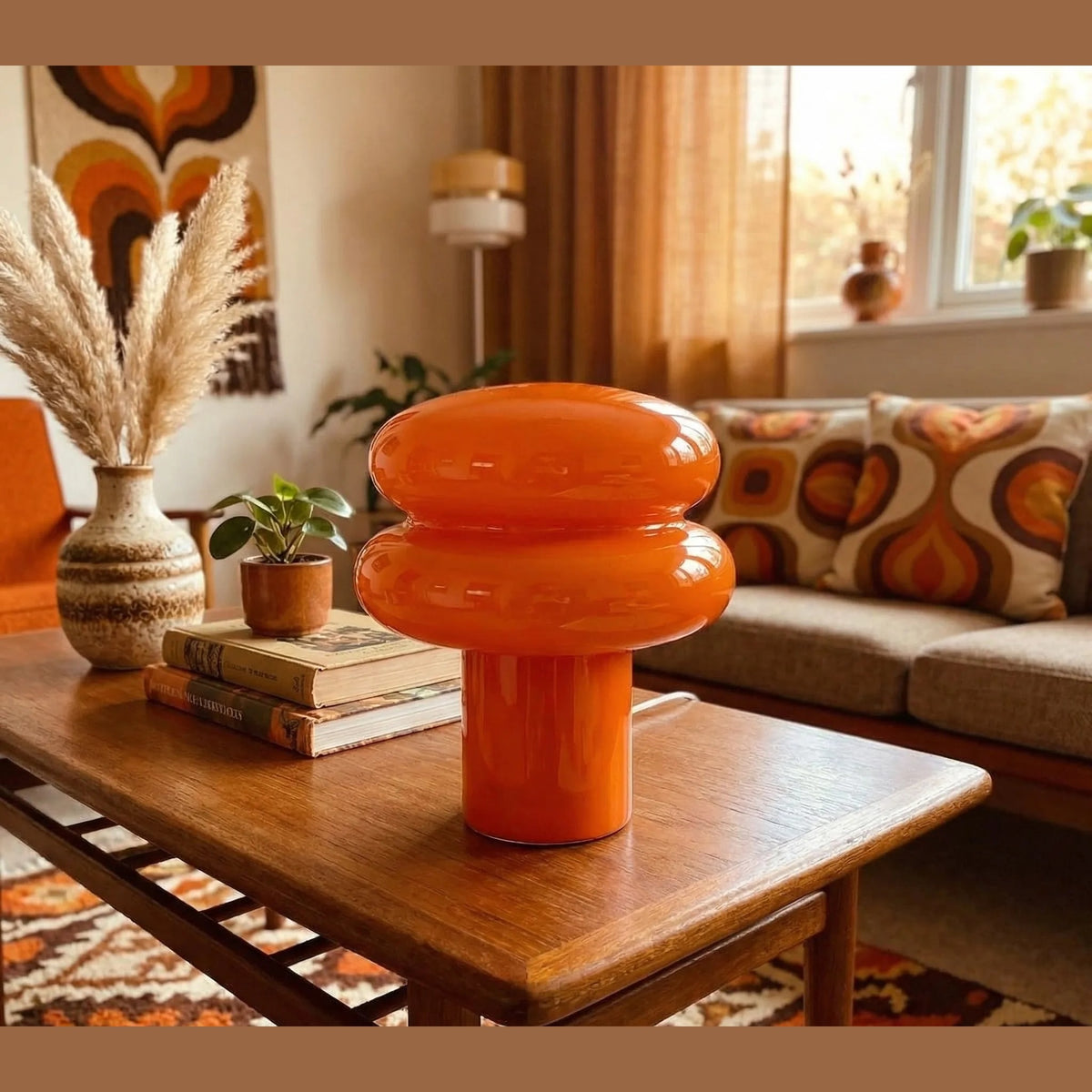 Opal Glass Mushroom Table Lamp with Stacked Glossy Shade for Bedside