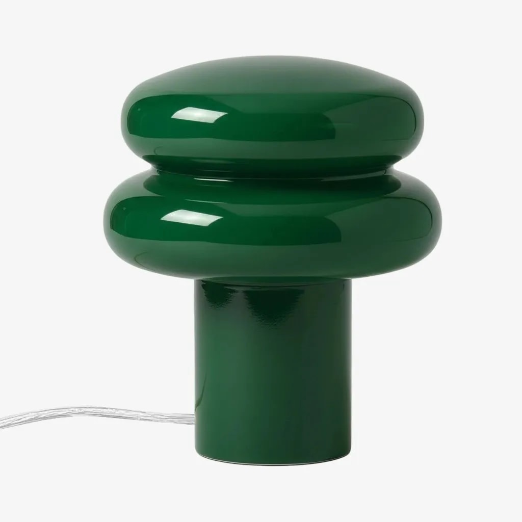 Opal Glass Mushroom Table Lamp with Stacked Glossy Shade for Bedside