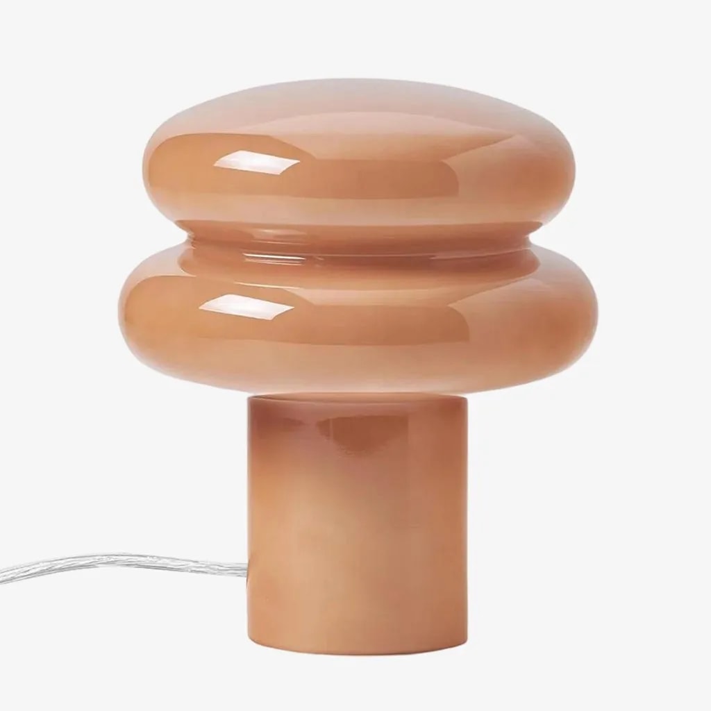 Opal Glass Mushroom Table Lamp with Stacked Glossy Shade for Bedside