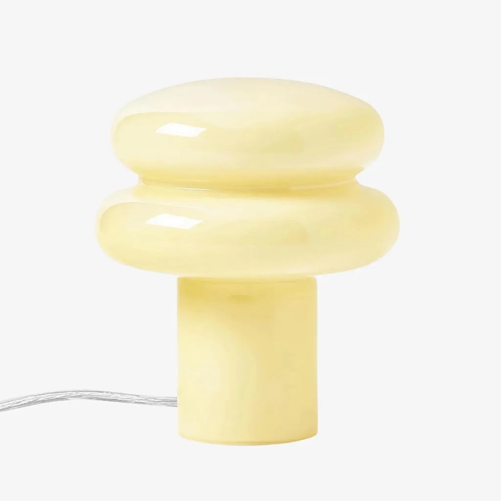 Opal Glass Mushroom Table Lamp with Stacked Glossy Shade for Bedside