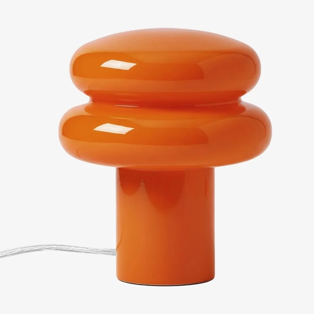 Opal Glass Mushroom Table Lamp with Stacked Glossy Shade for Bedside