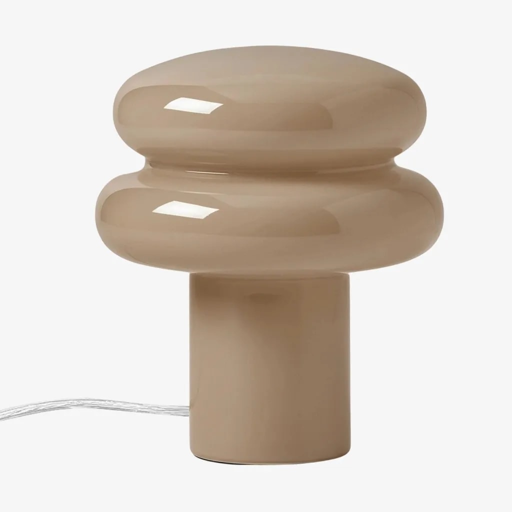 Opal Glass Mushroom Table Lamp with Stacked Glossy Shade for Bedside
