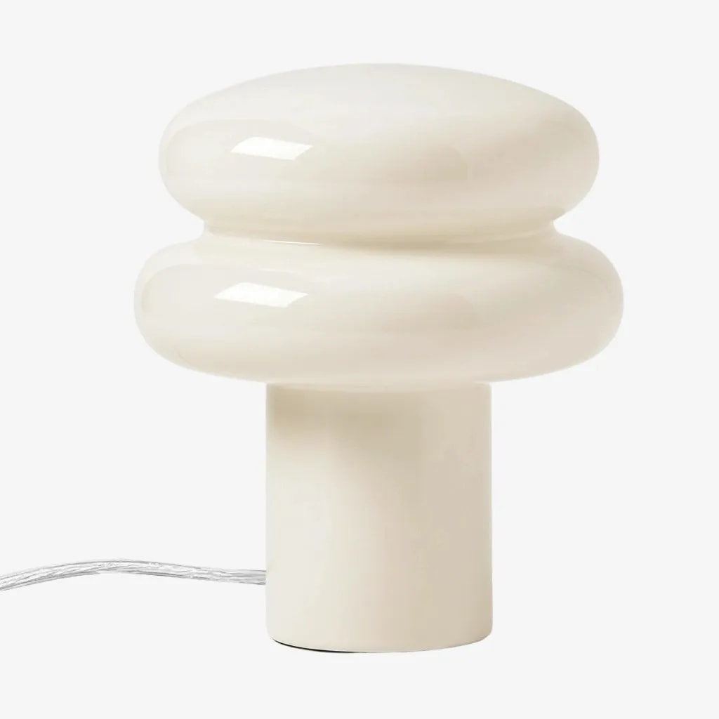 Opal Glass Mushroom Table Lamp with Stacked Glossy Shade for Bedside