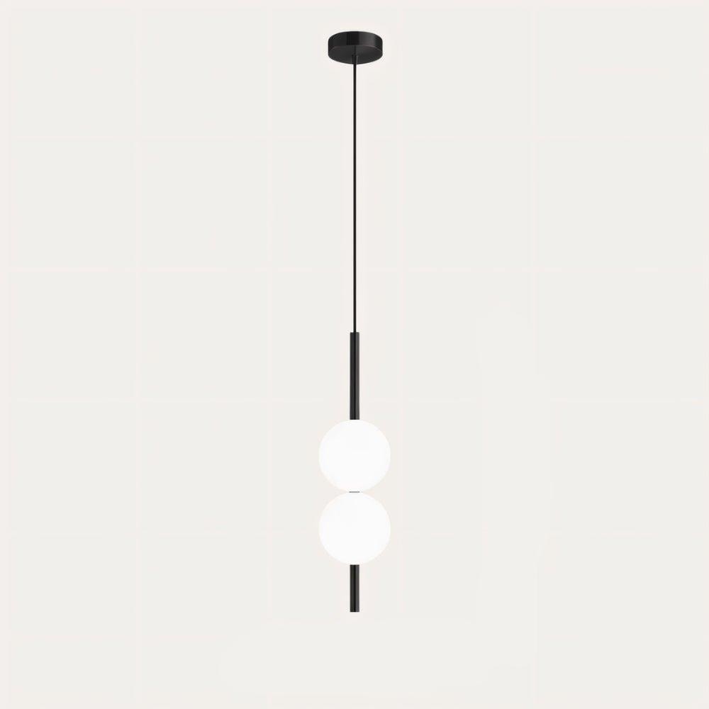 Opal Globe Pendant Light with Slim Metal Rod | Minimalist Bedside Pendant Lamp