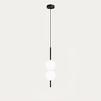 Opal Globe Pendant Light with Slim Metal Rod | Minimalist Bedside Pendant Lamp