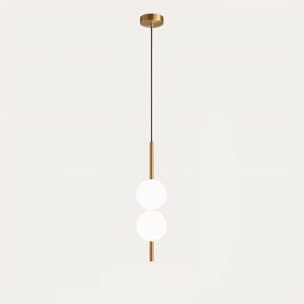 Opal Globe Pendant Light with Slim Metal Rod | Minimalist Bedside Pendant Lamp