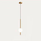 Opal Globe Pendant Light with Slim Metal Rod | Minimalist Bedside Pendant Lamp