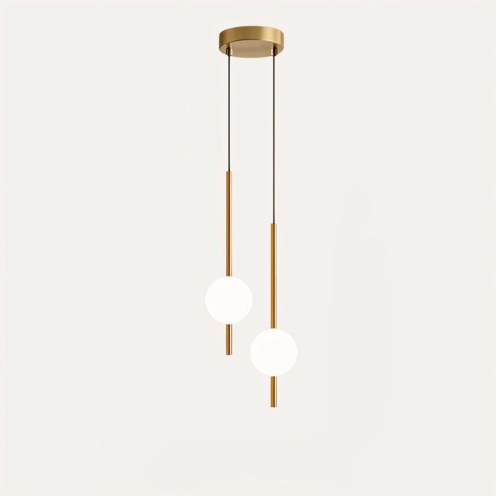 Opal Globe Pendant Light with Slim Metal Rod | Minimalist Bedside Pendant Lamp