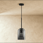 Modern Ironwork And Glass Pendant Light With Dome Shade