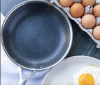 Stainless Steel Frying Pan with Honeycomb Non Stick Surface Scratch Resistant Rivet Free Skillet for Induction | Gas | Ceramic and Electric Hobs