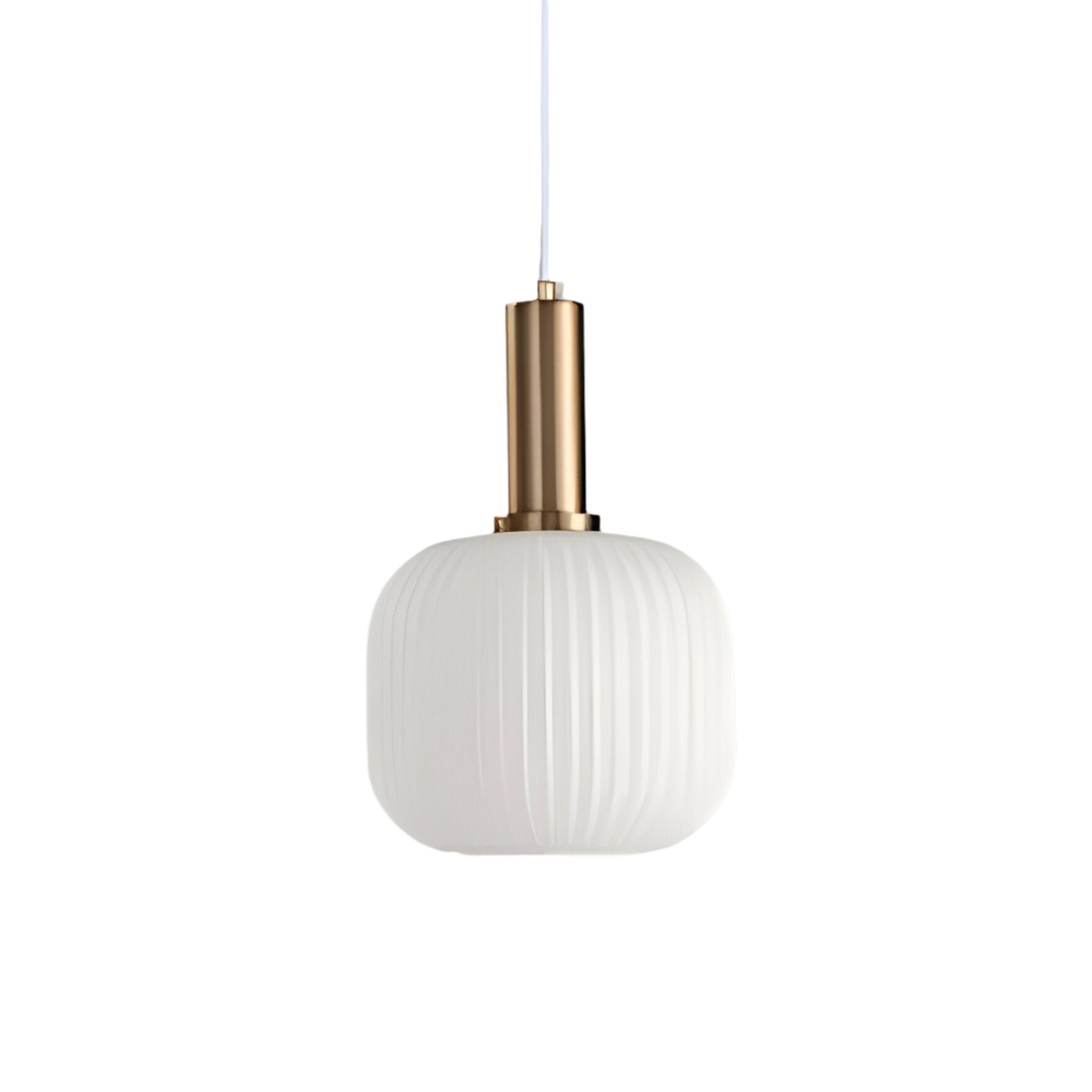 Ribbed Glass Pendant Lights With Metal Tube Fitting