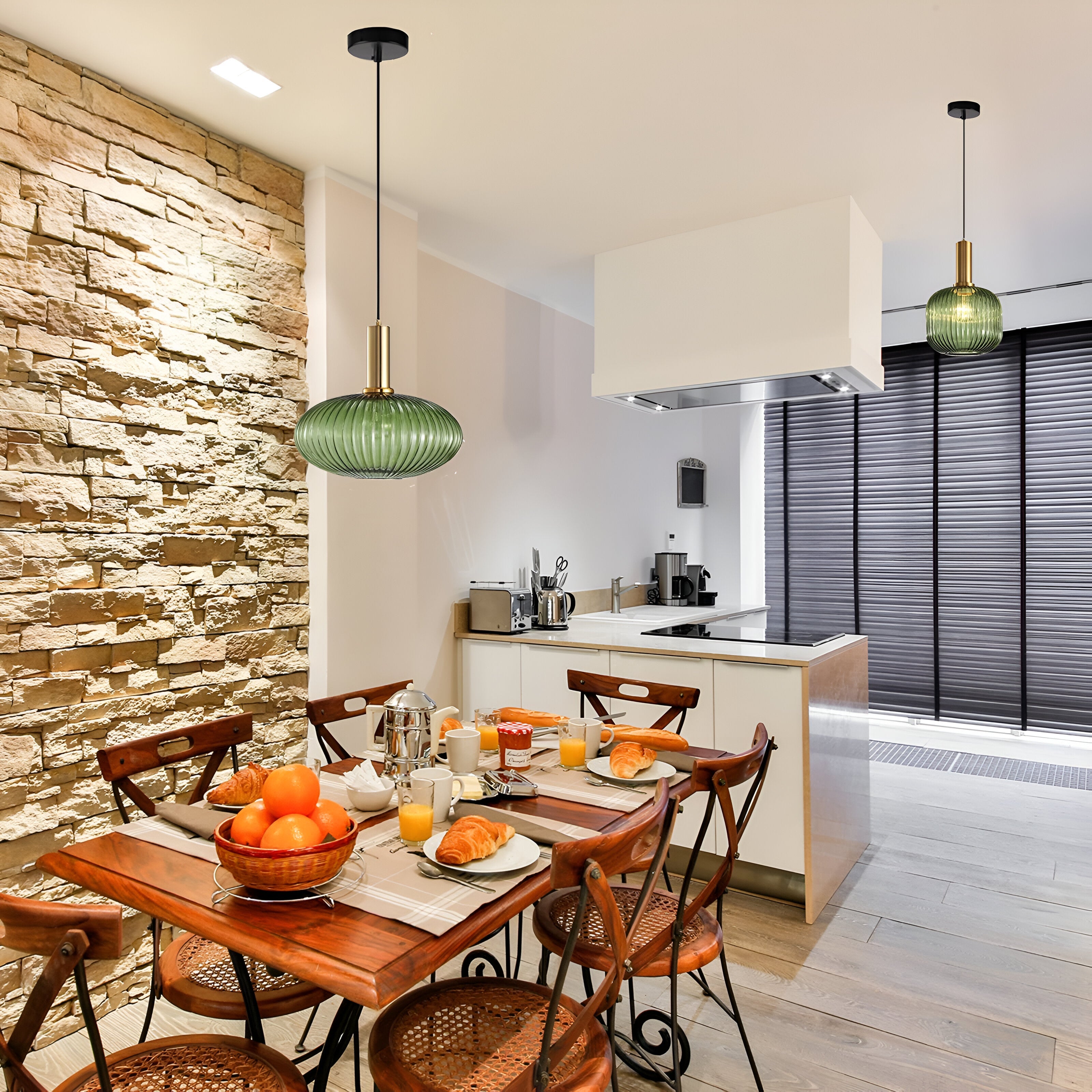 Retro Coloured Glass Pendant Light With Iron Fitting
