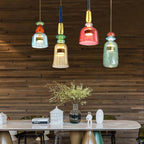Coloured Glass Multi Pendant Lights With LED Light