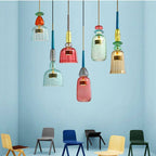 Coloured Glass Multi Pendant Lights With LED Light