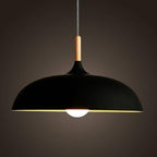 Aluminium Dome Pendant Lights With Wooden Stem