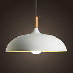 Aluminium Dome Pendant Lights With Wooden Stem