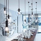 Clear Glass Globe Pendant Lights With LED Light