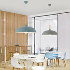 Aluminium Dome Pendant Lights With Wooden Stem