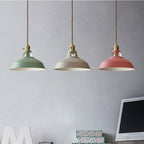Loft Metal Dome Pendant Lights With Braided Cord LED Light