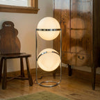 Modern Chrome Tiered Floor Lamp With Layered Circular Shade