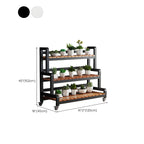 Tiered Plant Stand with Wheels Rolling Wooden Plant Shelf with Metal Frame Indoor Flower Pot Display Rack for Living Room | Conservatory and Office
