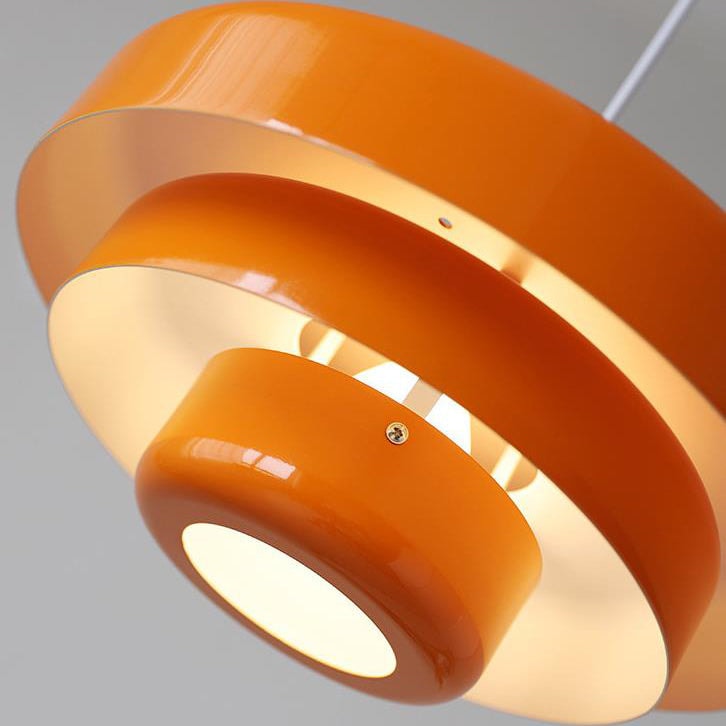 Retro Tiered Metal Pendant Light with Layered Round Shade for Dining Room