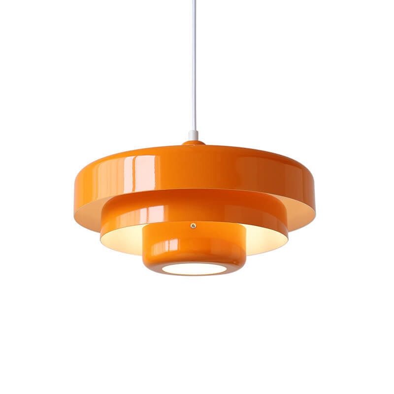 Retro Tiered Metal Pendant Light with Layered Round Shade for Dining Room