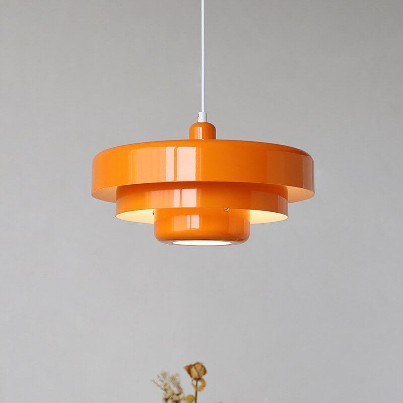 Retro Tiered Metal Pendant Light with Layered Round Shade for Dining Room