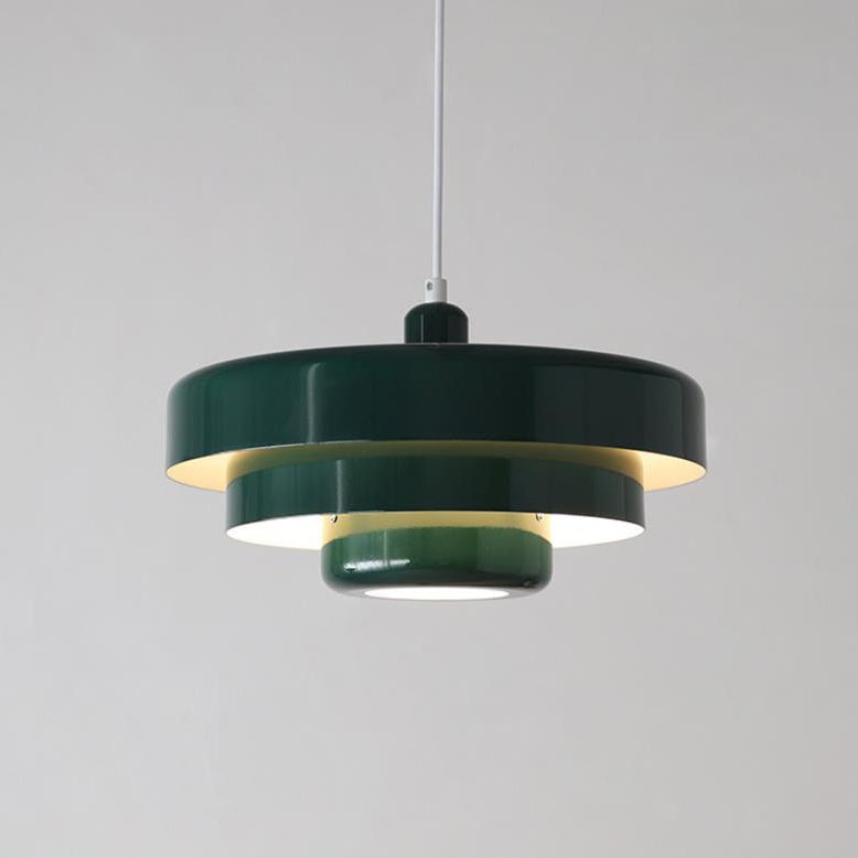 Retro Tiered Metal Pendant Light with Layered Round Shade for Dining Room